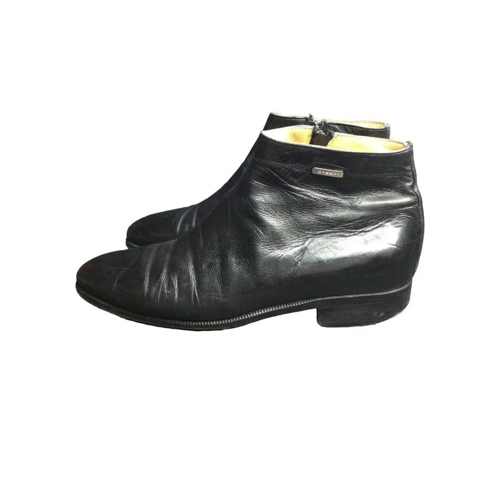 Moreschi Side Zip Leather Ankle Boots Made in Italy Men Size 8 Black
